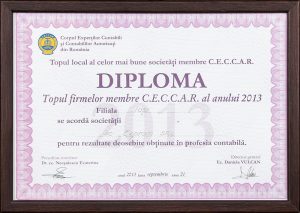 Diplomă - Topul național al celor mai bune societăți membre CECCAR al anului 2013