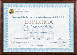 Diplomă - Topul național al celor mai bune societăți membre CECCAR al anului 2015